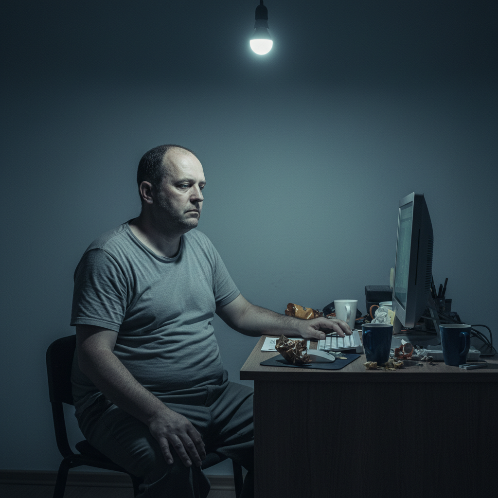 Tired, low-energy man before the reset